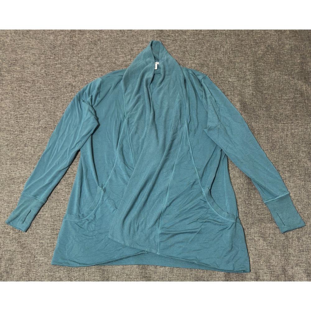 Athleta Womens 1X Cardigan Wrap Sweater Blue Modal Blend